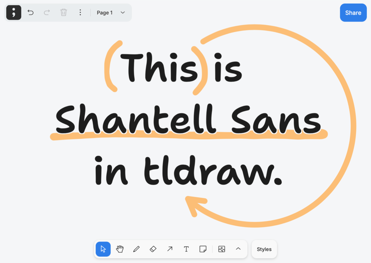 Shantell Sans in use by tldraw